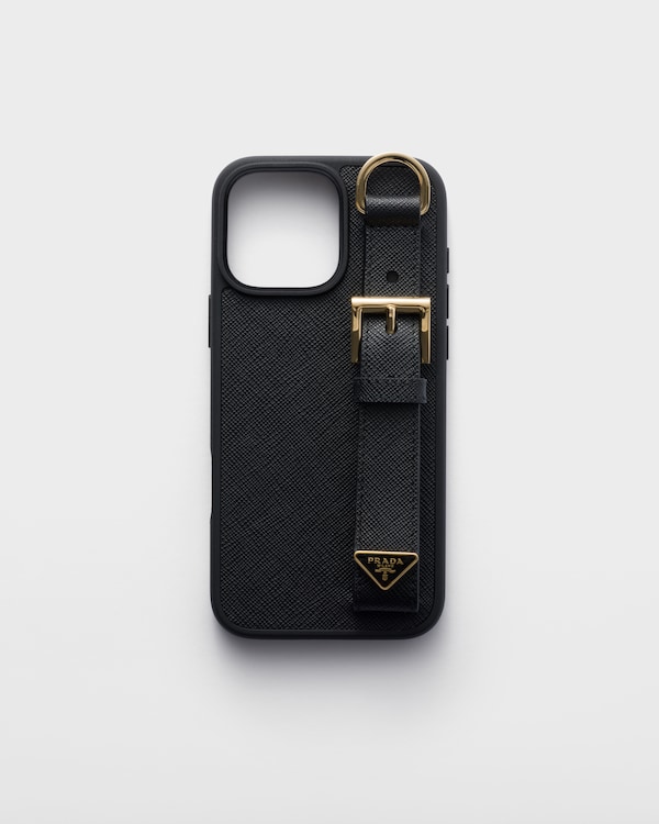 Black Saffiano Leather Case For Iphone 16 Pro Max | PRADA