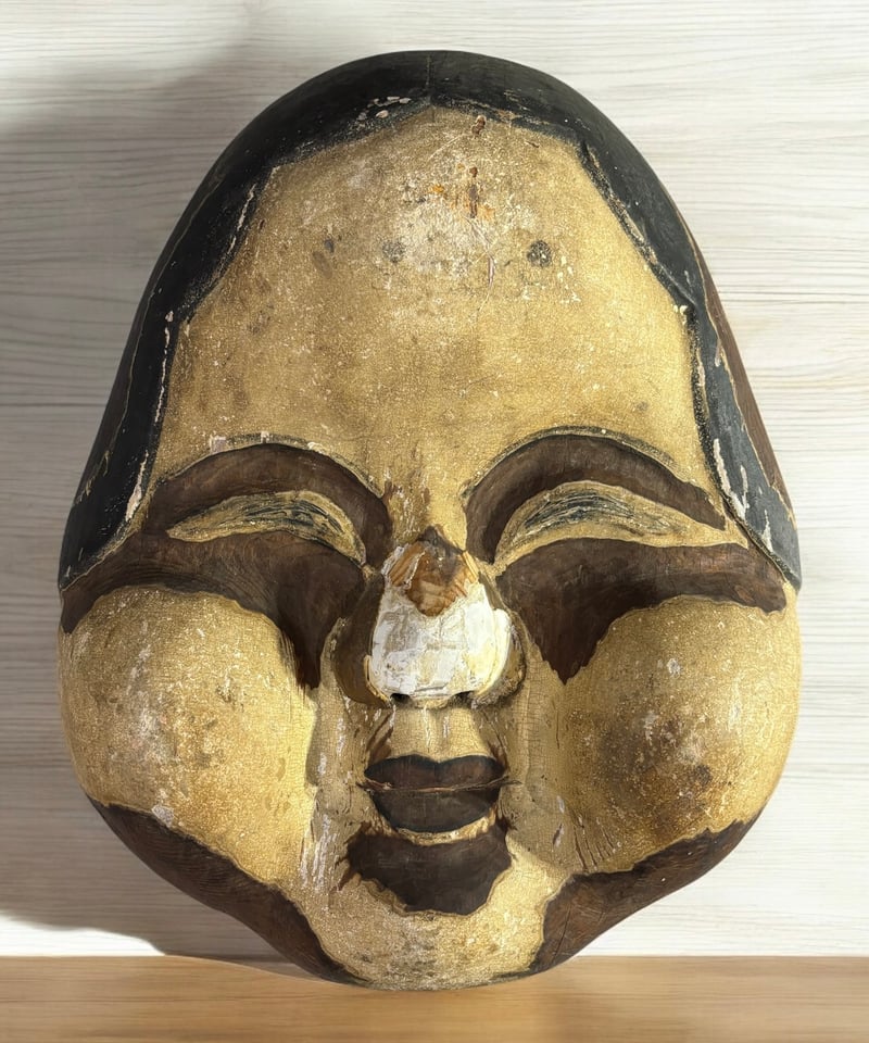 能面 木彫り お面 小面 お多福様 おたふく様 彫刻 仏面 飾り 木面