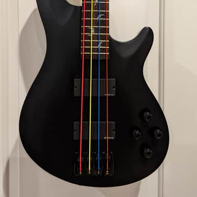 Schecter Damien-4 Diamond Satin Black / Goth Bat inlays | Reverb