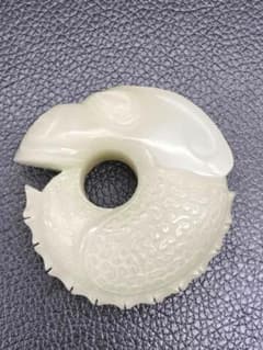 清時代和田玉 玉佩紅山文化風古玉猪龍佩稀品和田玉彫り(F-64)