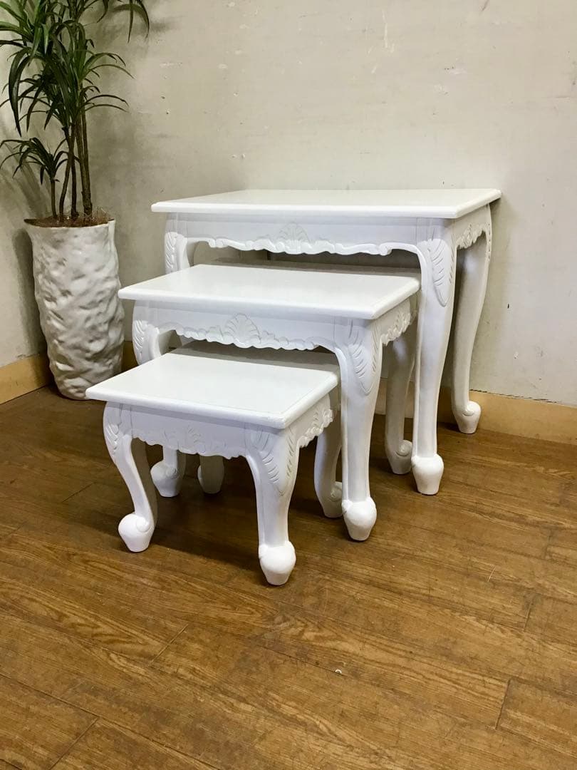 Nino☆管283☆ヨーロピアンクラシック☆姫系☆白家具☆ネストテーブル Nino☆管283☆ヨーロピアンクラシック☆姫系☆白家具☆ネストテーブル