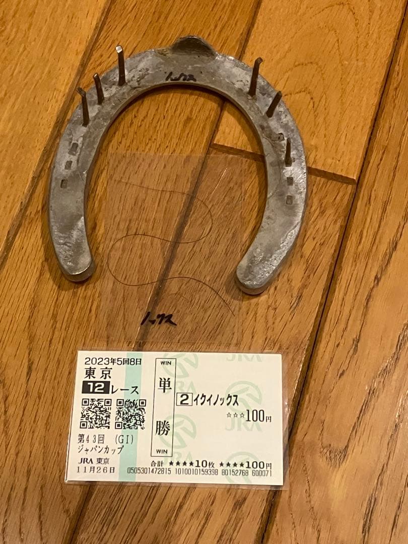 【イクイノックス】実使用　蹄鉄　鬣　たてがみ　2023ジャパンカップ馬券　① イクイノックス】実使用 蹄鉄 鬣 たてがみ 2023ジャパンカップ馬券 ①