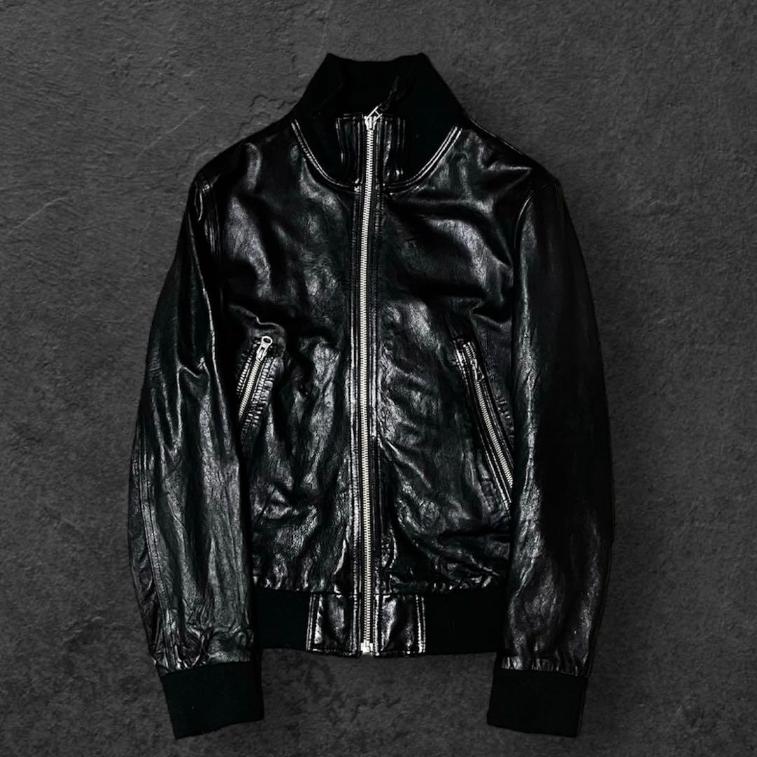 00s Archive Real Leather Jacketブラック Sサイズ 00s archive real leather tracker jacket - メルカリ