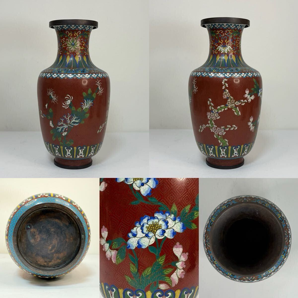 希少 骨董品 古美術 中国花瓶 中国美術 花瓶 壺 七宝焼 古銅 中国古