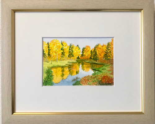 ベネチア風景画 K. Ziorch 港の風景 ガラス入り木製額縁付き水彩画