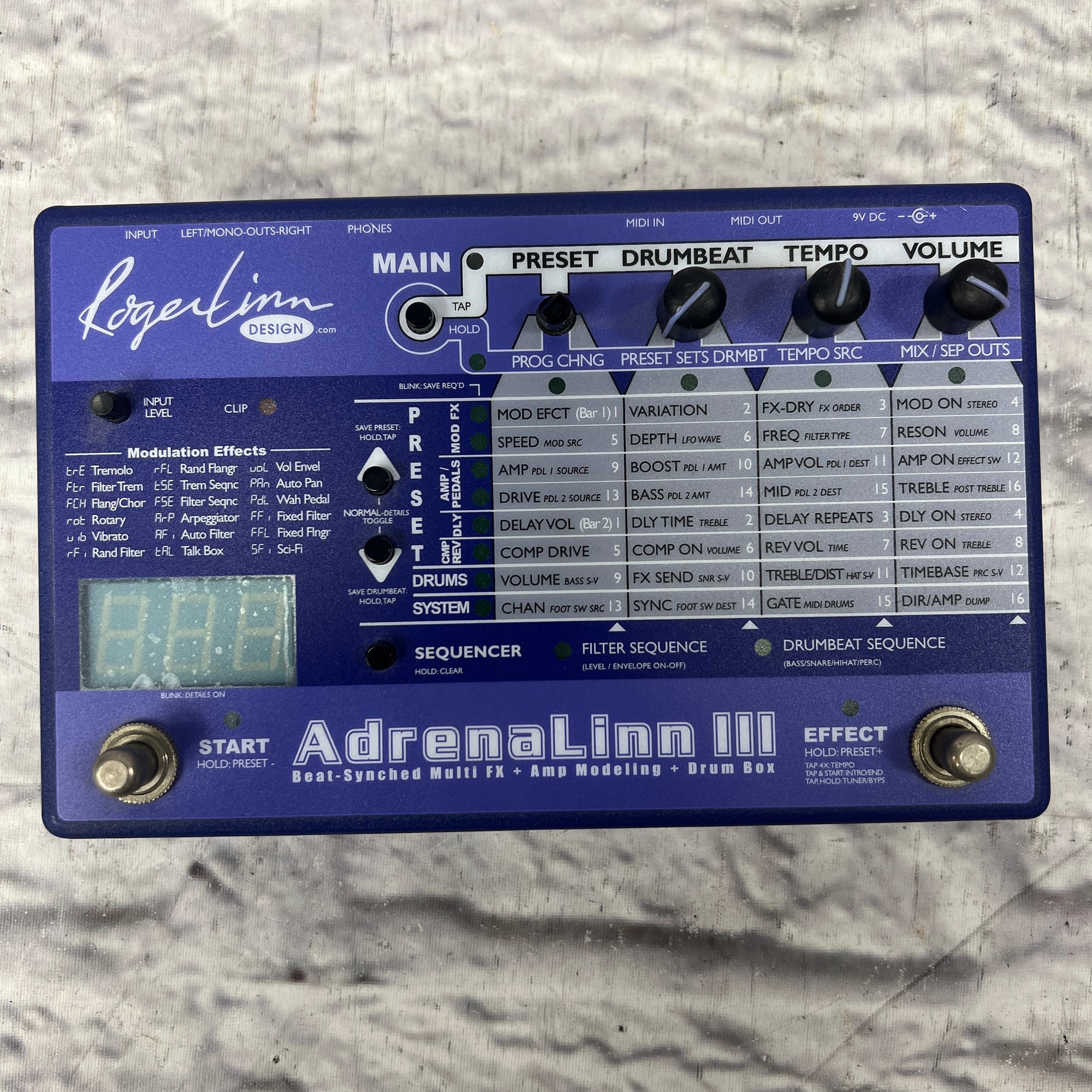 Roger Linn Design Adrenalinn III Electric Drum Machine Pedal